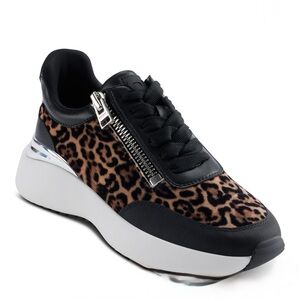 DKNY Lace up Leopard Print Sneakers